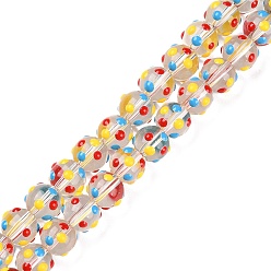 Coloré Main cahoteuses chalumeau perles brins, avec l'émail, ronde, colorées, 10~11mm, Trou: 1.5~1.6mm, Environ 36~40 pcs/chapelet, 13.19~14.76 pouce (33.5~37.5 cm)
