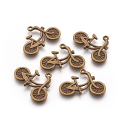 Antique Bronze Alloy Pendants, Cadmium Free, Nickel Free and Lead Free, Bicycle, Antique Bronze Color, 18x26x2mm, Hole: 2mm