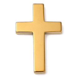 Golden Plated Electroplated Synthetic Non-magnetic Hematite Cabochons, Religion Cross, Golden Plated, 50x32x4.5mm