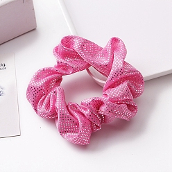 Hot Pink Polka Dot Pattern Cloth Elastic Hair Ties Scrunchie/Scrunchy Hair Ties for Girls or Women, Hot Pink, 40mm