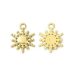 Real 14K Gold Plated 304 Stainless Steel Charms, Sun Charms, Real 14K Gold Plated, 14.5x12x1.5mm, Hole: 1.6mm