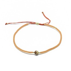 Jaspe Image Bracelets de perles tressées en jaspe avec image naturelle ajustable, avec cordon en nylon et perles de rocailles / perles heishi, 4.3~7.95 cm, 1.5 mm