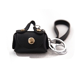 Black Imitation Leather Mini Coin Purse with Key Ring, Keychain Wallet, Change Handbag for Car Key ID Cards, Black, Bag: 5.8x5x3cm