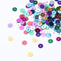 Color mezclado Accesorios del ornamento perlas paillette de plástico, cuentas de lentejuelas, disco, color mezclado, 6x0.2 mm, Agujero: 1 mm, sobre 30000 unidades / 500 g