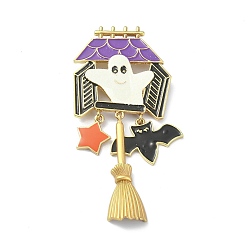 Ghost Alloy Glass Rhinestone Brooches, Enamel Pins, for Halloween, Ghost, 97mm