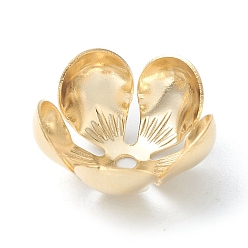 Golden 304 Stainless Steel Bead Caps, 5-Petal, Flower, Golden, 13.5x13x6.5mm, Hole: 1.5mm