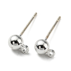 Silver Brass Stud Earring Findings, with 925 Silver Pin, Long-Lasting Plated, Cadmium Free & Lead Free, Silver, 6x4mm, Hole: 1.2mm, Pin: 0.6mm