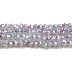 Light Grey Baking Painted Transparent Glass Beads Strands, Imitation Opalite, AB Color, Faceted, Bicone, Light Grey, 3x2.5mm, Hole: 0.8mm, about 168~172pcs/strand, 16.30~17.01 inch(41.4~43.2cm)