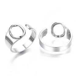 Letter O Alloy Cuff Finger Rings, Cadmium Free & Nickel Free & Lead Free, Alphabet, Platinum, Letter.O, US Size 8(18.1mm)