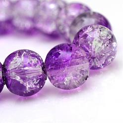 Violeta Oscura Hornear pintado hebras de perlas de vidrio craquelado, rondo, violeta oscuro, 4 mm, agujero: 1.1~1.3 mm, sobre 200 unidades / cadena, 31.4 pulgada