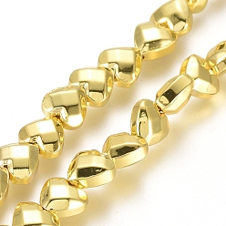 Golden Plated Electroplated Non-magnetic Synthetic Hematite Beads Strands, Heart, Faceted, Golden Plated, 6x6x3.5mm, Hole: 0.8mm, about 73pcs/Strand, 15.75 inch(40cm)