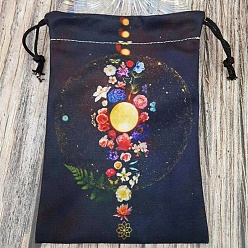 Flower Printed Velvet Tarot Card Storage Drawstring Pouches, Rectangle, for Witchcraft Articles Storage, Flower, 18x13.5cm