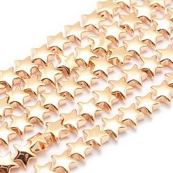 Light Gold Plated Electroplate Non-magnetic Synthetic Hematite Beads Strands, Grade AA, Long-Lasting Plated, Star, Light Gold Plated, 6x6mm, Hole: 0.8mm, about 85pcs/strand, 15.7 inch(40cm)