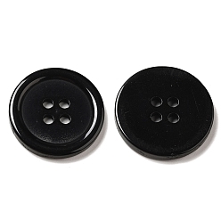 Black Resin Buttons, Dyed, Flat Round, Black, 15x2.5mm, Hole: 2mm, 395pcs/bag