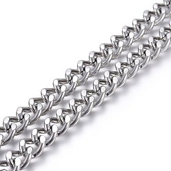 Stainless Steel Color 304 Stainless Steel Curb Chains, Twisted link Chains, Unwelded, Stainless Steel Color, 8mm, Link: 10x8x2mm
