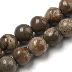 Pierre De Carte Brins de perles de pierre de carte naturelle/pierre picasso, ronde, 6mm, Trou: 0.8mm, Environ 68 pcs/chapelet, 15.75'' (40 cm)