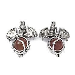 Carnelian Natural Carnelian Pendants, Dragon Charms, with Rack Plating Antique Silver Plated Brass Findings, Cadmium Free & Lead Free, 47x37x19mm, Hole: 4mm