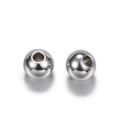 Stainless Steel Color 201 Stainless Steel Beads, Round, Stainless Steel Color, 6x5mm, Hole: 3mm