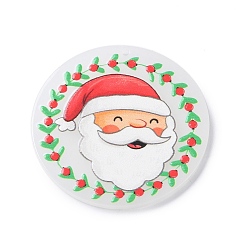 Santa Claus Colgantes de acrílico de navidad, encanto, plano y redondo, santa claus, 38x2 mm, agujero: 1.3 mm