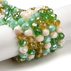 Vert Mer Moyen Chapelets de perles en verre, facette, rondelle, vert de mer moyen, 8x6mm, Trou: 1mm, Environ 65~68 pcs/chapelet, 15.7~16.1 pouce (40~41 cm)