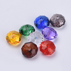 Mixed Color Transparent Acrylic Beads, Faceted, Rondelle, Mixed Color, 10x6mm, Hole: 1.6mm, about 1290pcs/500g