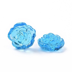 Темно-Голубой Бусины ручной работы лэмпворк, роза, глубокое синее небо, 18x18x9.5 мм, отверстие : 1~1.6 мм