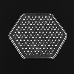 Clear Hexagon ABC Plastic Pegboards used for 5x5mm DIY Fuse Beads, Clear, 74x83x5mm