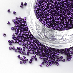 Violeta Oscura Perlas de semilla de cilindro de electrochapa, tamaño uniforme, colores metálicos, violeta oscuro, 1~1.5x1.5~2 mm, agujero: 0.5 mm, sobre 50 g / bolsa, sobre 5000 unidades / bolsa
