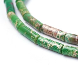 Lime Vert Brins de perles de jaspe impérial naturel, teint, colonne, lime green, 13~14x4~4.5mm, Trou: 1mm, Environ 29 pcs/chapelet, 15.35 pouces ~ 15.7 pouces (39~39.9 cm)