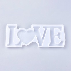 White DIY Word Love Silicone Molds, Resin Casting Molds, For UV Resin, Epoxy Resin Jewelry Making, White, 87x215x13mm