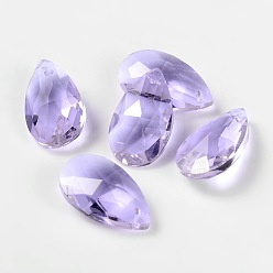 Lilac Faceted Teardrop Glass Pendants, Lilac, 22x13x7mm, Hole: 1mm