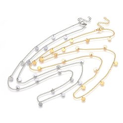 Golden & Stainless Steel Color 304 Stainless Steel Charms Necklaces, with Lobster Clasp, Flat Round, Golden & Stainless Steel Color, 28.35 inch(72cm), 2mm