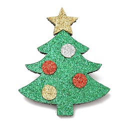 Christmas Tree PU Leather Brooch, Zinc Allloy Pin, Christmas Tree, 48x38x2.5mm