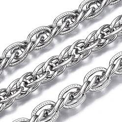 Stainless Steel Color 304 Stainless Steel Rope Chains, with Spool, Unwelded, Oval, Stainless Steel Color, 11x8x1.5mm, about 32.8 Feet(10m)/roll