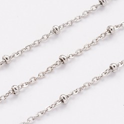 Stainless Steel Color 304 Stainless Steel Cable Chains, Satellite Chains, Soldered, with Spool, Rondelle Beads, Stainless Steel Color, 2.5x2x0.5mm, about 32.81 Feet(10m)/Roll
