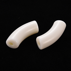 Dentelle Vieille Perles acryliques opaques, tube incurvé, vieille dentelle, 36x13.5x11.5mm, Trou: 4mm, environ133 pcs / 500 g