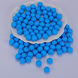 Bleu Dodger Perles focales rondes en silicone, perles à mâcher pour les jouets de dentition, Diy soins infirmiers colliers faisant, Dodger bleu, 15mm, Trou: 2mm