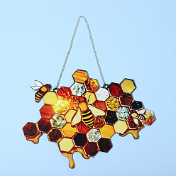 Red Acrylic Honeycomb Pendant Decorations, for Home Room Wall Hanging Decoration, Red, 156x165mm