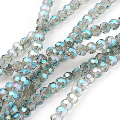 Turquoise Electroplate Glass Beads Strands, Faceted(32 Facets) Round, Turquoise, 3mm, Hole: 1mm, about 100pcs/strand, 11.5 inch