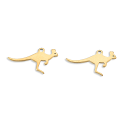 Real 18K Gold Plated Ion Plating(IP) 201 Stainless Steel Pendants, Dinosaur, Real 18K Gold Plated, 11x19x1mm, Hole: 1.2mm