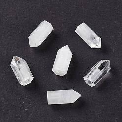 Хрусталь Природный кристалл кварца бусины, бусины из горного хрусталя, половина пробурено бисера, шестиугольная призма, 17~17.5x8x7 мм, отверстие : 2.5 мм