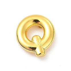 Letter Q Boucles d'oreilles en laiton évidées avec lettre initiale pour femmes, réel 18 k plaqué or, sans plomb et sans cadmium, letter.q, 7x6.5x1.5mm, pin: 0.8 mm