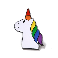 Colorido Pin de esmalte de unicornio del orgullo del arco iris, insignia de aleación animal para ropa de mochila, electroforesis negro, colorido, 29x22x2 mm, pin: 1 mm