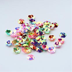 Mixed Color Ornament Accessories Disc Plastic Paillette Beads, Sequins Beads, Flower, Mixed Color, 6x2mm, Hole: 1.5mm, about 30000pcs/500g