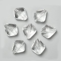 Clear Transparent Acrylic Beads, Faceted Rhombus, Clear, 23mm long, 20mm wide, 10mm thick, hole: 2mm, about 267pcs/500g