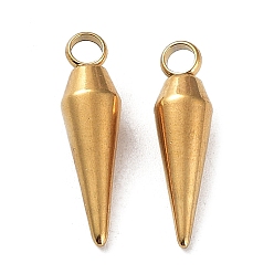 Real 18K Gold Plated Ion Plating(IP) 304 Stainless Steel Pendants, Cone Charm, Real 18K Gold Plated, 18x5mm, Hole: 2.2mm