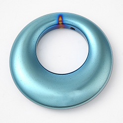 Blue Plated Electroplated Synthetic Non-magnetic Hematite Pendants, Ring Charms, Blue Plated, 29x5.5mm, Hole: 1mm