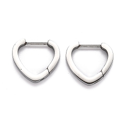 Stainless Steel Color 304 Stainless Steel Heart Huggie Hoop Earrings, Heart, Stainless Steel Color, 15x16.5x3mm, Pin: 1mm