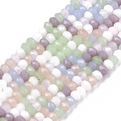 Mixed Color Glass Beads Strands, Imitation Jade Glass, Faceted, Rondelle, Mixed Color, 2mm, Hole: 0.6mm, about 87~90pcs/strand, 12.68 inch(32.2cm)