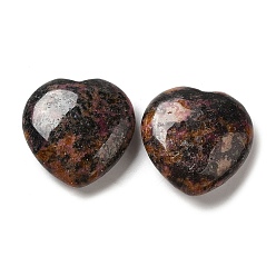 Rhodonite Pierres de guérison naturelles de rhodonite, coeur amour pierres, pierres de poche pour l'équilibrage du reiki, 30x30x11.5~12.5mm